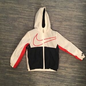 Nike White and Black Hooded Jacket